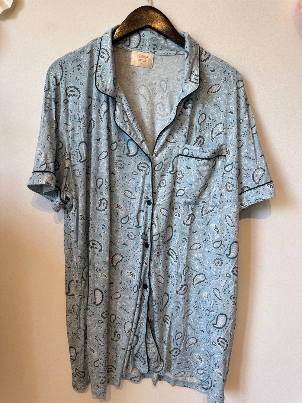 In my Sundays blue paisley shirt set Xlarge